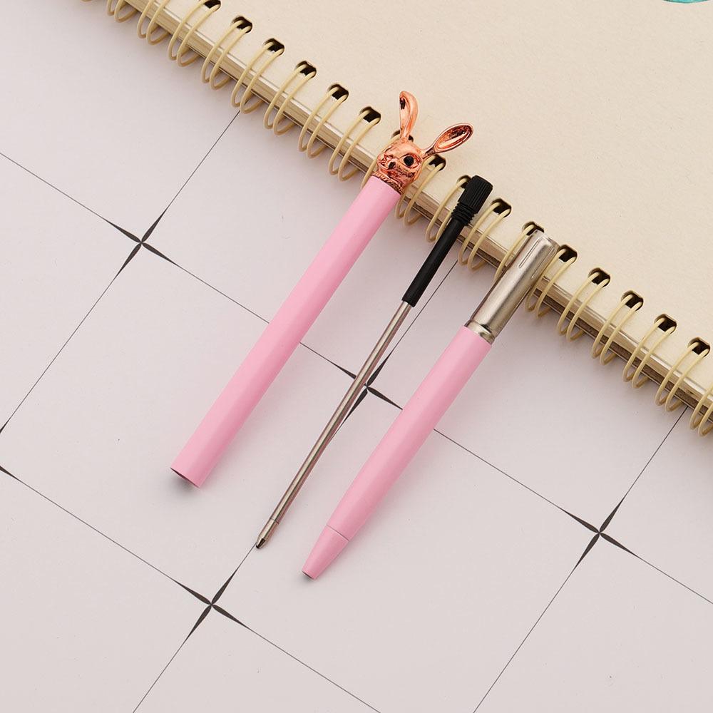 Cute Pink Press Rotate Ballpoint Pen Papetărie din metal Kawaii de lux Rechizite de birou pentru școală 5 bucăți