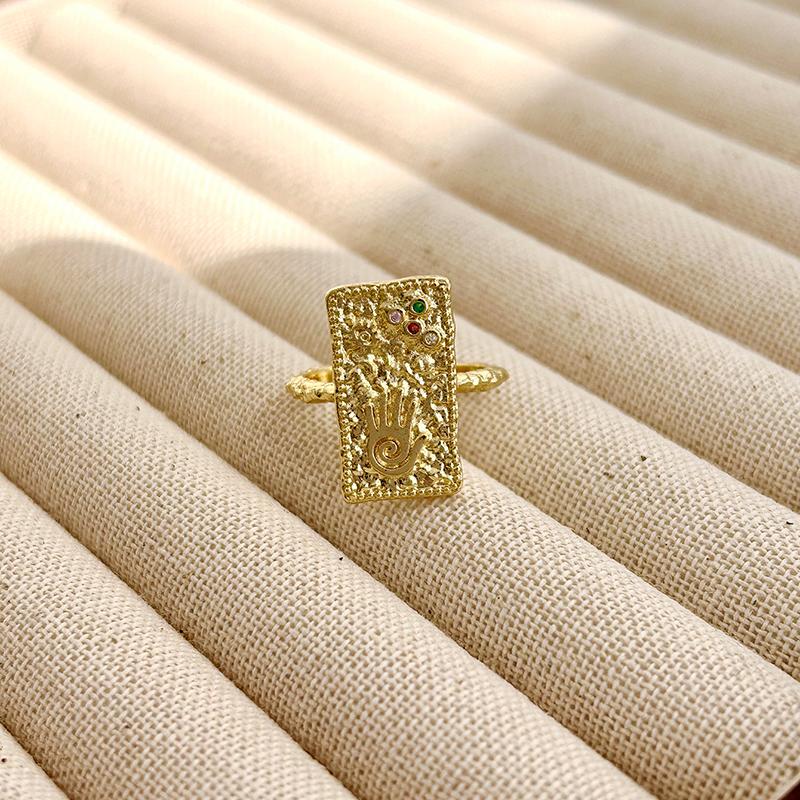 1pc Gold Color Sparkling Zircons Engagement Rings for Women Girl New Fashion Elegant Irregular Geometry Handmade Wedding Party Jewelry Gifts