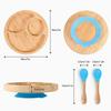 Children Divided Plate Baby Self-feeding Spoon Fork Un-breakable Suction Plate Nursing Bowl Eco-Friendly Bamboo Dishware Pink