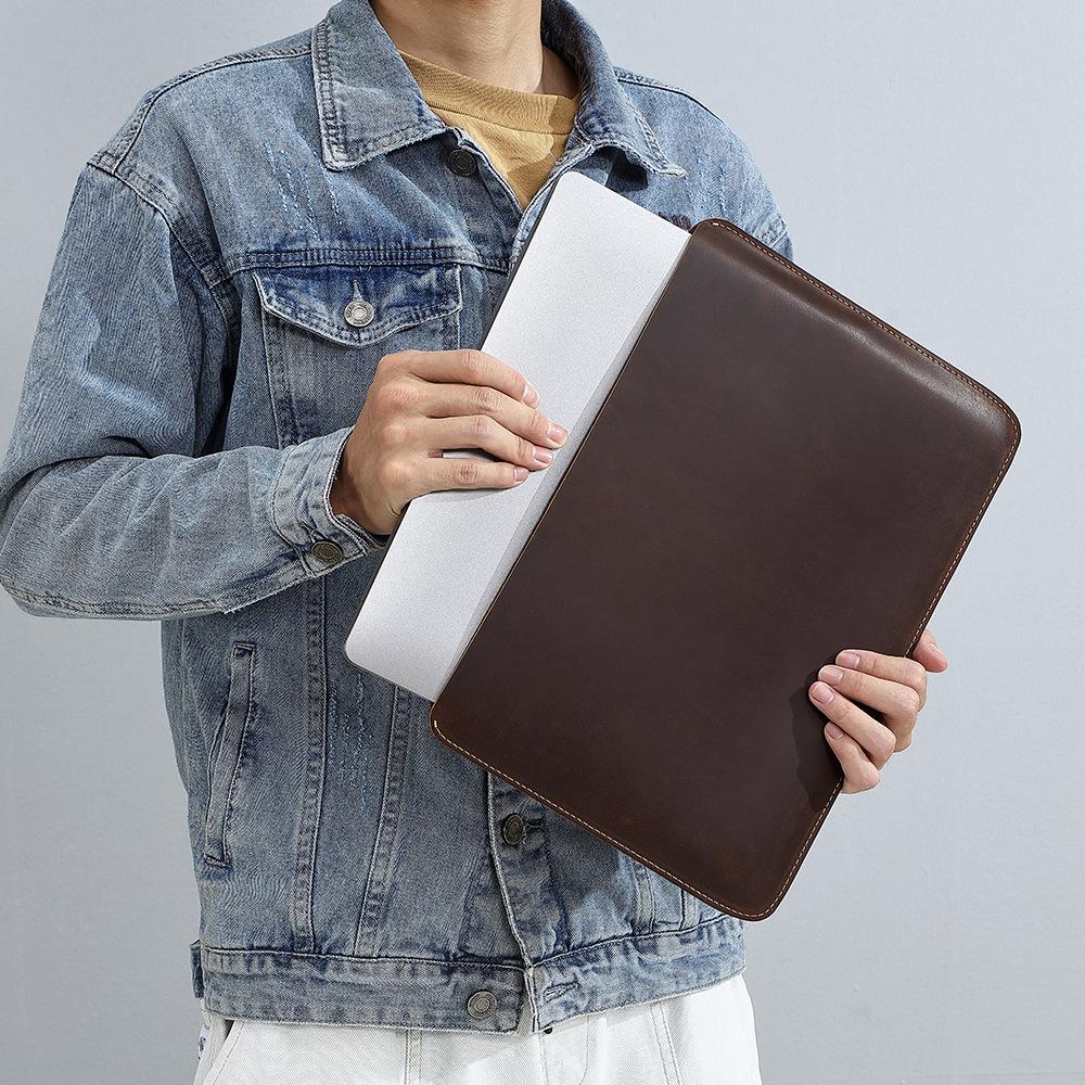 IPad Genuine Leather Computer Bag Inner Bag Horizontal and Vertical Styles 13.3 Inches 14.2 Inches Head Layer Cowhide Tablet Protective Leather Case