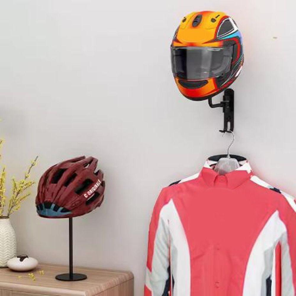 Wall Mounted 180° Rotation Helmet Hanger Space Aluminum Helmet Display Rack  Garage Organizer