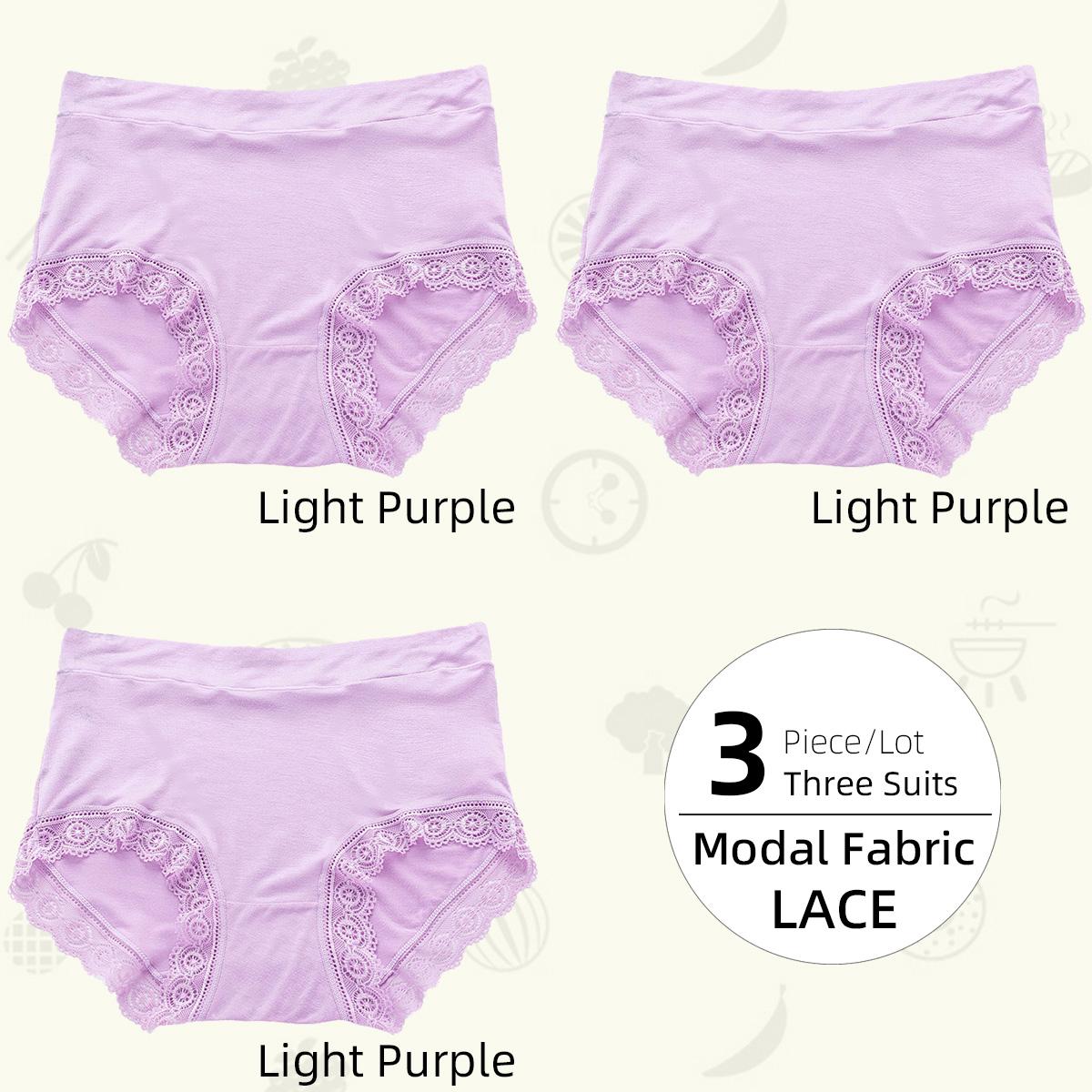 

Жіночі трусики із середньою високою талією, 3 шт./лот, мереживні дихаючі жіночі брюки на животику, трикутники, нижня білизна, великі розміри. L