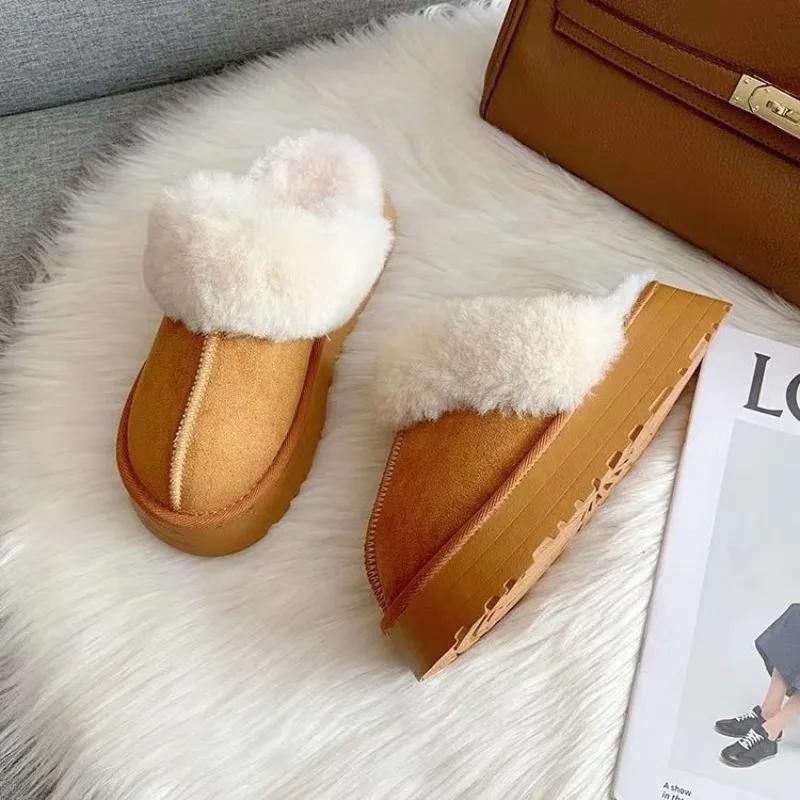 Fashion Women's 2024 New  Spring, Autumn, and Winter  Thick Sole Matsuke with Plush Cotton Slippers