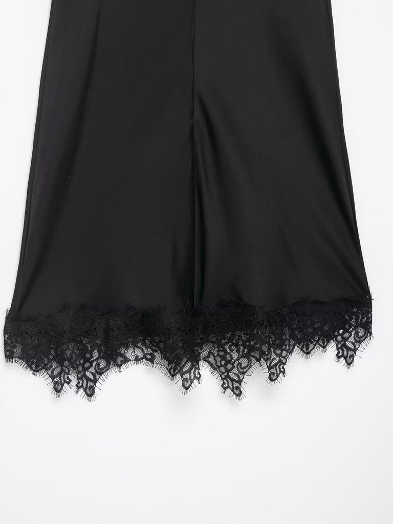 Women's Autumn Pure Desire Lace Trim Spaghetti Strap Dress