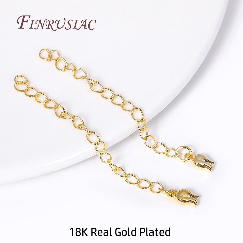 18K Gold Plated Brass Metal Extension Chains Bracelet Necklace Extend Tail Chains Connectors DIY Jewelry Making Findings
