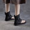 Johnature Genuine Leather Roman Flat Sandals Flip Flops Hollow Short Boots Fashionable Women's Shoes