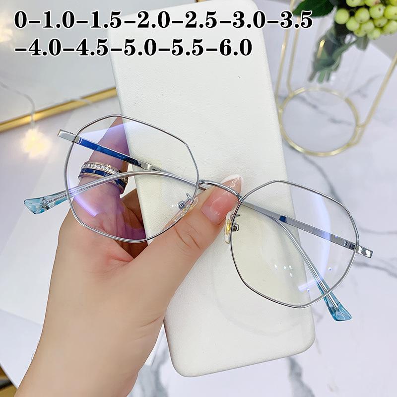 

Многоугольные очки COLON для близорукости с защитой от синего света, мужские модные восьмиугольные очки для близорукости в металлической оправе