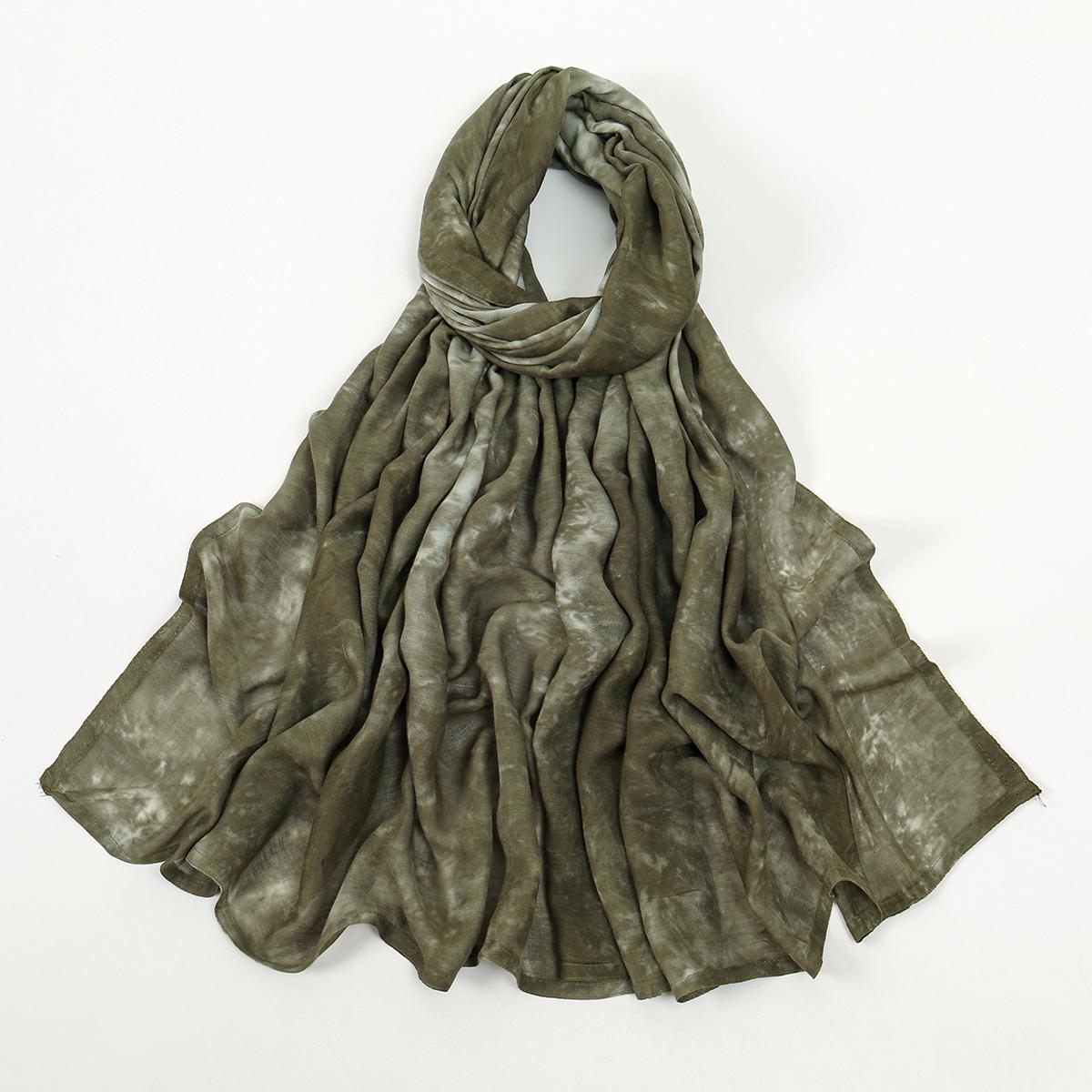 

Muslim Fashion Tie-dye Modal Cotton Hijab Colorful Scarf Double Stitching Cotton Rayon Shawl Women Big Size Gradient Headscarf