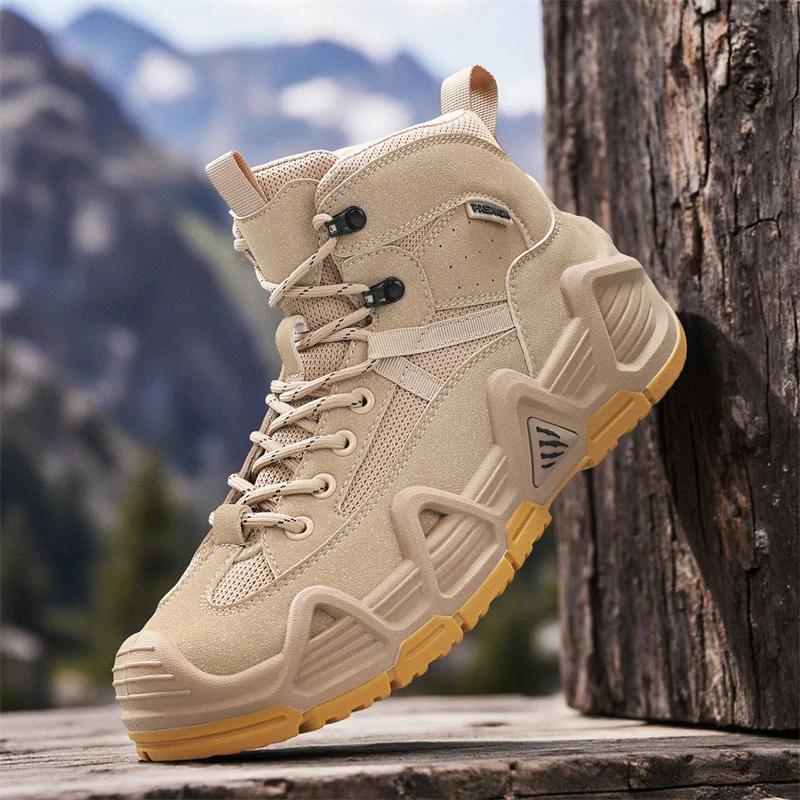 Outdoor Hiking Waterproof Straps Men Tactical Boots with Straps for Combat Training Breathable Multifunctional Motorcycle Shoes