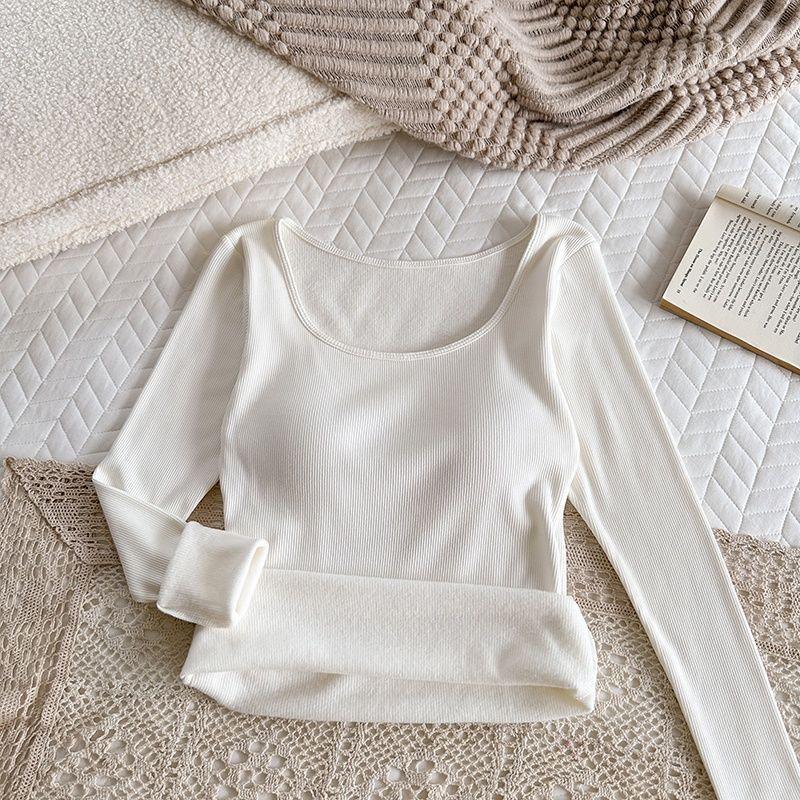 

Women s Thermal Brushed Long-Sleeve Square Neck T-Shirt with Chest Pad M (70-105 jin)