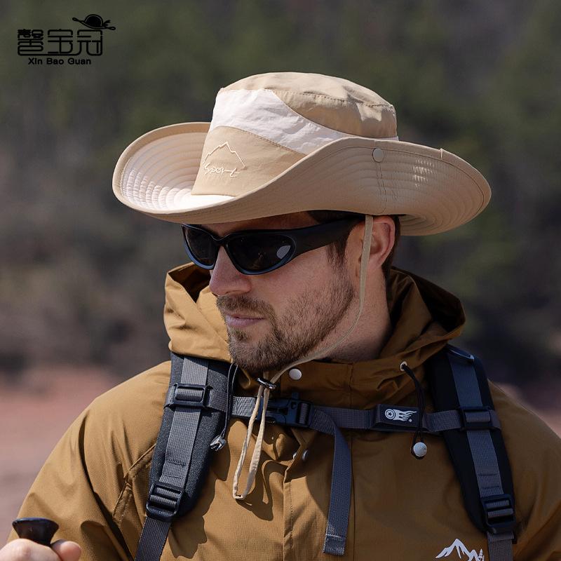 New bucket hat spring and summer outdoor sun hat men's mountaineering fishing quick-drying waterproof big eaves hat children