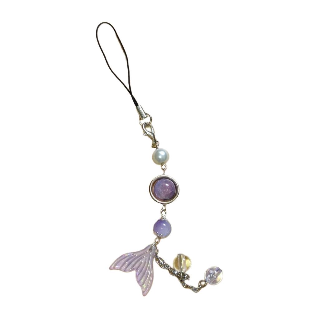 Trendy Handcrafted Bead Phone Chain Versatile Beaded Phone Lanyard Accessory Fish Tail Designs for Bags and Keys