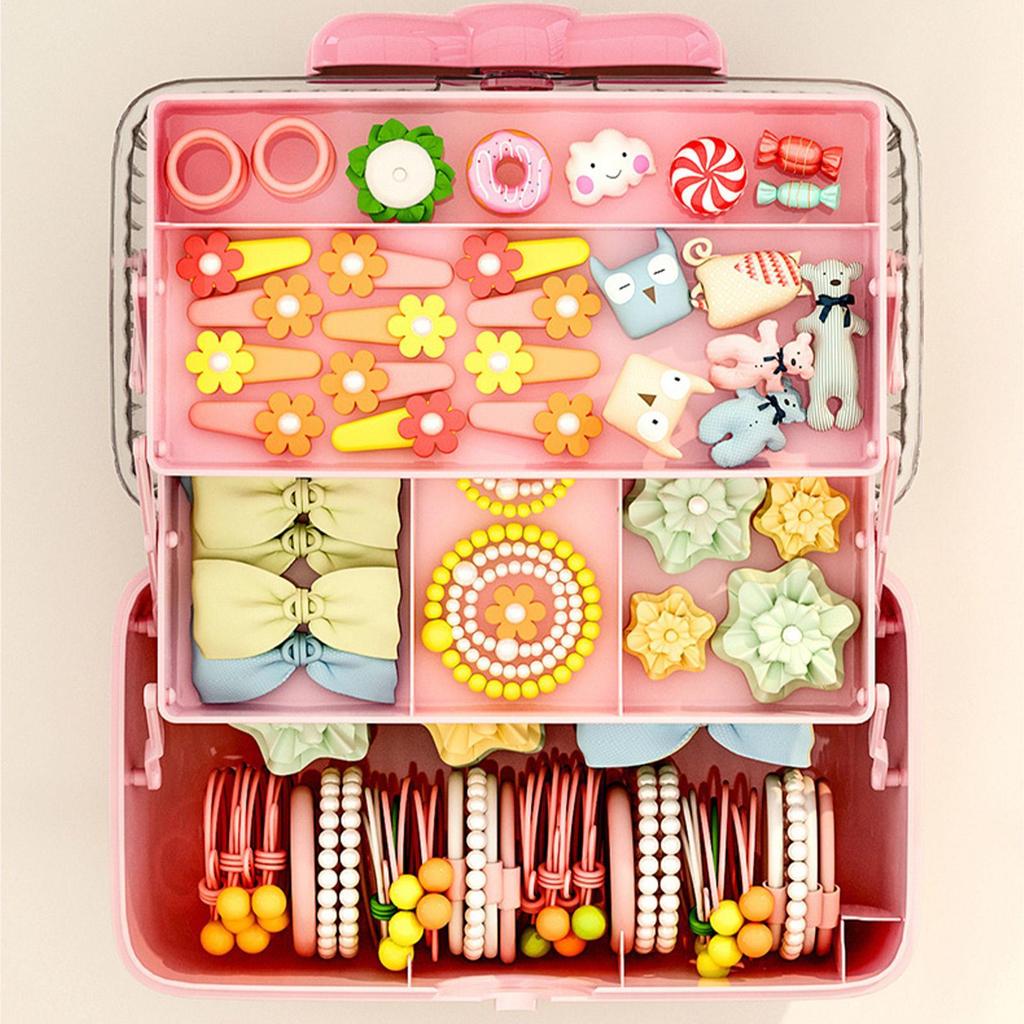Cute Bowknot Multi-Layer Hairpin Storage Box Girls Jewellery Box Children'S Hair Accessories Storage Box Toy Storage Box