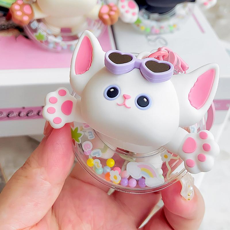 Cartoon Original Delightful Keychain Featuring Swimming Ring Devon Rex Design Cat