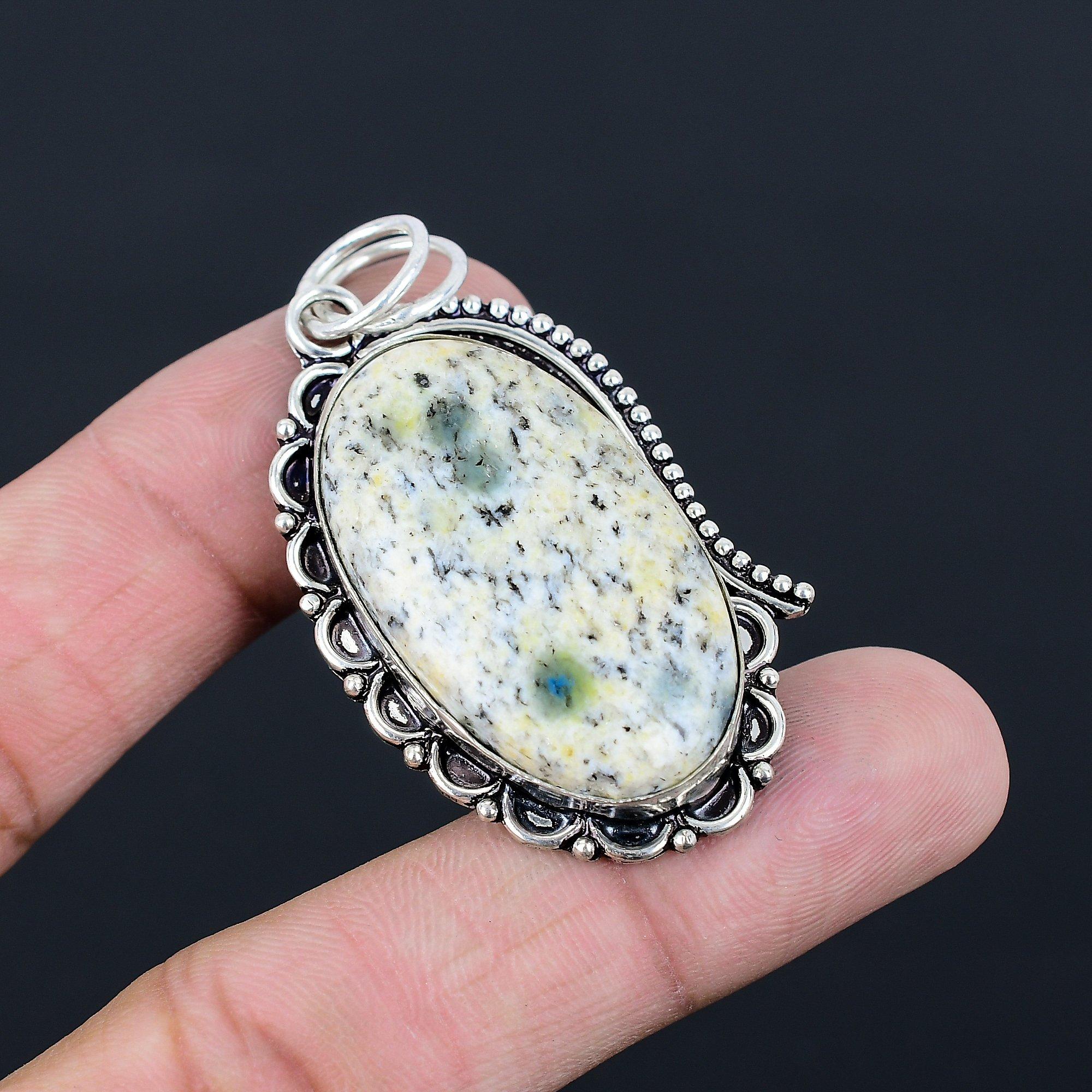 Натуральный камень К2 Яшма Кулон Ручная работа 925 Стерлинговое серебро Индийские украшения