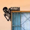 Customizable Halloween Skeleton Metal Sign, Personalized Name Plate for Door Window Cabinet, Gothic Wall Art Decor for Adults, Metal Sculpture