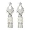 Bohemian Ethnic Miao Silver Turquoise Tassel Earrings