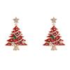 Exquisite Legierung Emaille Weihnachtsbaum Ohrstecker mit Diamanten - Nischen Design für Damen