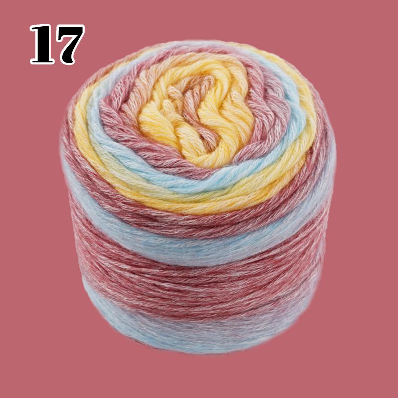 100g 240M 1 Roll Rainbow Woollen Yarn New Soft Hand Woven Yarn Hat Scarf Sweater Gradient Color Dyeing Crocheting Blend Yarn