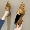2025Donna Primavera Nuovi Borchie Donna Punta Appuntita Tacchi Spessi Moda Stile Britannico Mocassino Donna Scarpe Slip-on Zapatillas Mujer
