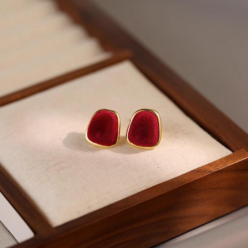 Silberne Nadel Tropfenöl Rote Perlen Ohrstecker - Eleganter & Vielseitiger Schmuck für Damen