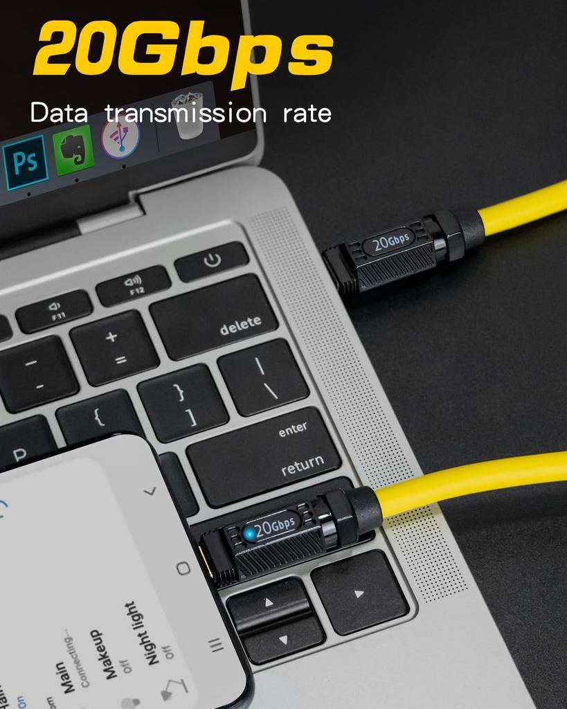 Poyiccot USB Charging USB C Charging 20Gbps USB Fast Video USB C To USB C Compatible with Galaxy and 2m Type-C Cable, 140W, PD3.1 Ultra-Fast Cable,