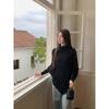New Irregular Black High Neck Knit Top - Retro Japanese Lazy Style for Autumn/Winter