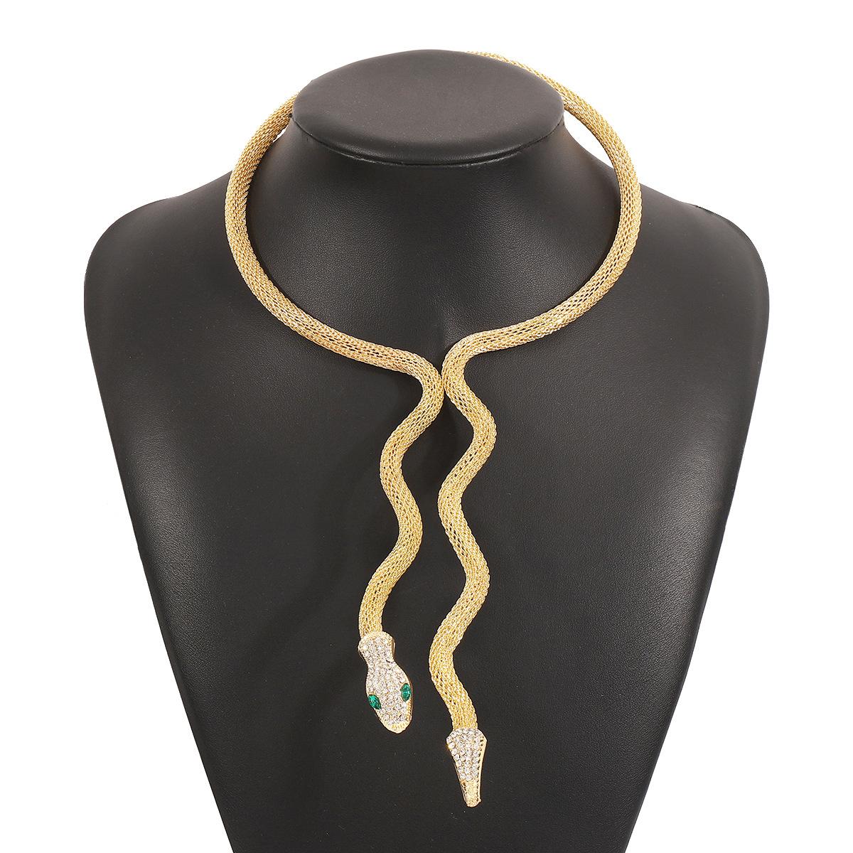 

Ожерелье в виде змеи в стиле панк для женщин, вечеринок, баров, хип-хоп, рок, чокер, ювелирные изделия, аксессуар золотой