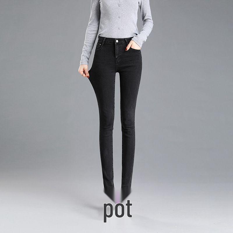 Elastic High Waist Plus Velvet Skinny Jeans for Women - Korean Style Warm Pencil Pants