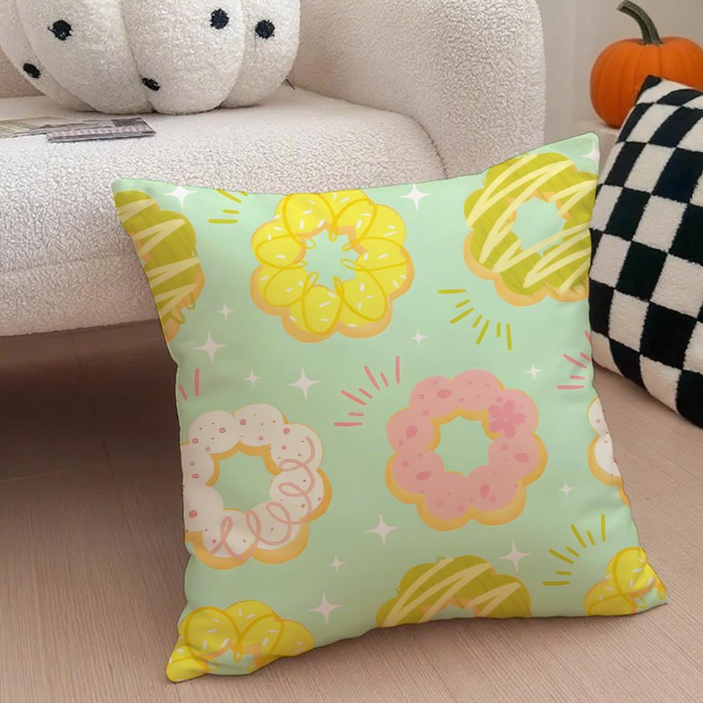 Donut Cushion Cover Linen Pillow Case Soft Breathable Protective Couch Room Decoration