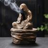 Ceramic No Face Buddha Meditation Incense Burner Backflow Monk Incense Holder Office Sculpture Decoration Incense Burner