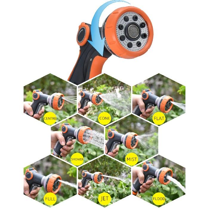 8-Function Water Gun 1/2/5/10M 1/2 Hose Kit Garden Irrigation Car Washing Yard Lawn Watering Spray Gun House Cleaning Pet