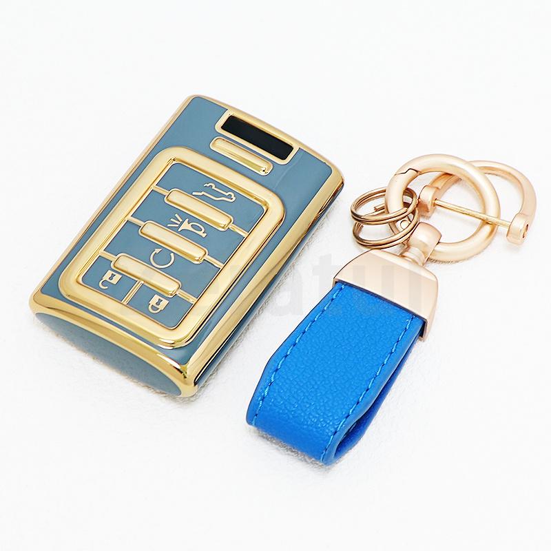 Shell Fob Keychain For Cadillac Dts Sls Srx Xls Sts Cts Ats 28T Ctsv Xts Escalade Chevrolet C7 5 Buttons Tpu Car Key Case Cover