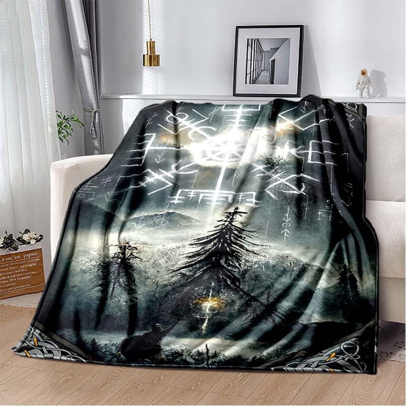 3D Viking Odin Valhalla Nordic Mythology Symbols Blanket,Soft Throw Blanket for Home Bedroom Bed Sofa Picnic Office Travel Cover