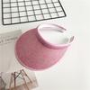 Women Summer Empty Top Visors Sun Hat Simple Solid Color Wide Brim Sunscreen Cap Female Outdoor Adjustable Travel Beach Hats