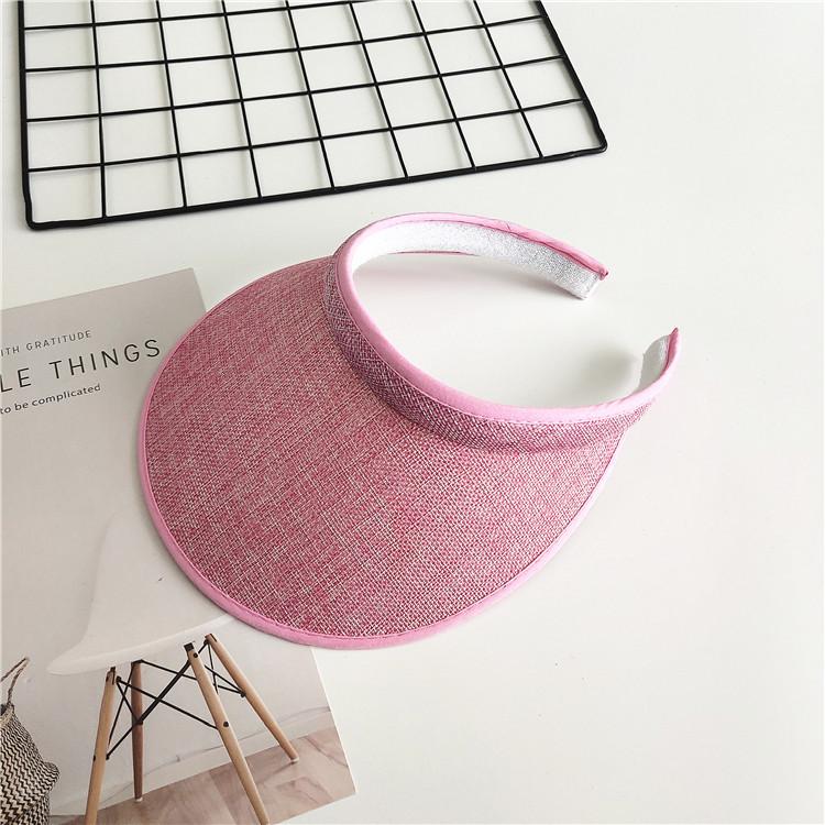 Women Summer Empty Top Visors Sun Hat Simple Solid Color Wide Brim Sunscreen Cap Female Outdoor Adjustable Travel Beach Hats