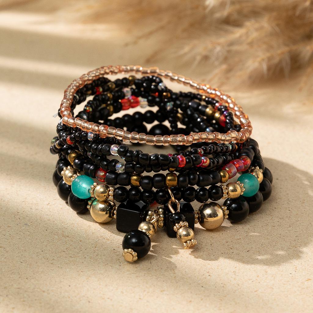 Boho Perlenarmband Instagram-inspiriert Nischenstil Farbblock-Stapelarmband-Set