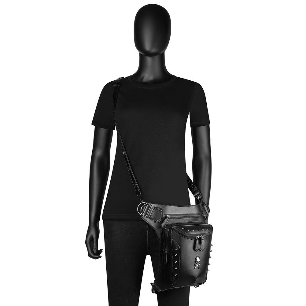 Geantă din piele, Nituri feminine, Tactici punk, Borsetă de talie de cavaler, Geantă crossbody europeană și americană de ciclism în aer liber pentru femei, Motocicletă