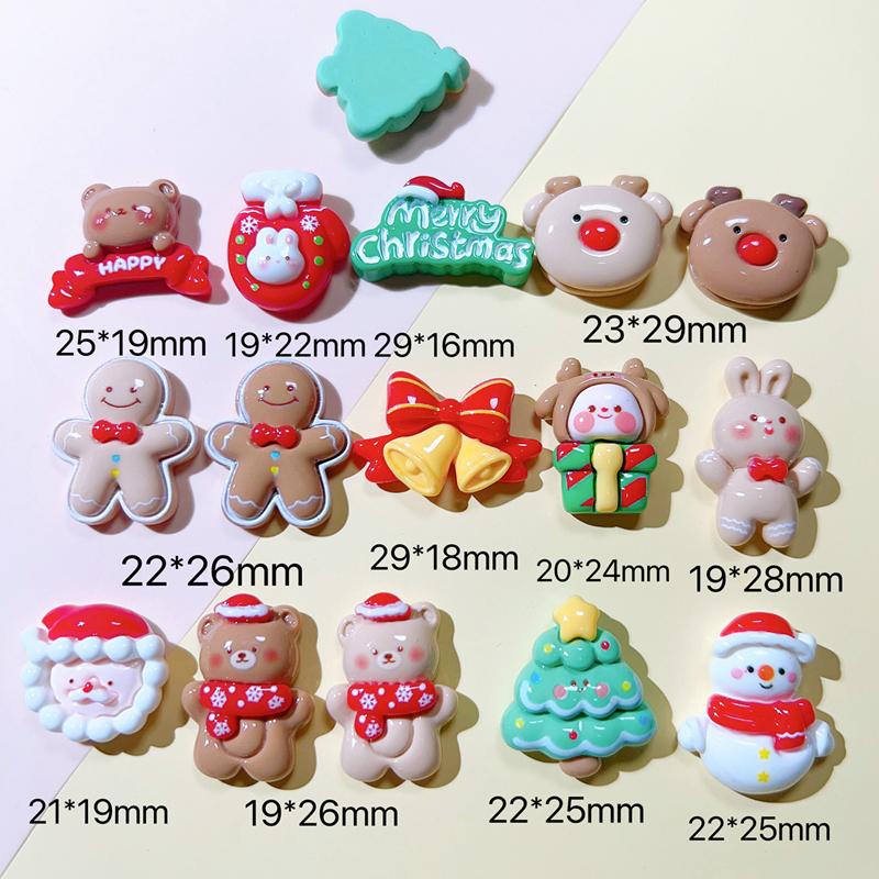 10 Pcs Cute Cartoon Christmas Deer Cookie Man Snowman Resin Scrapbook Diy Jewelry Wedding Children Gift Hairpin Accessories A57