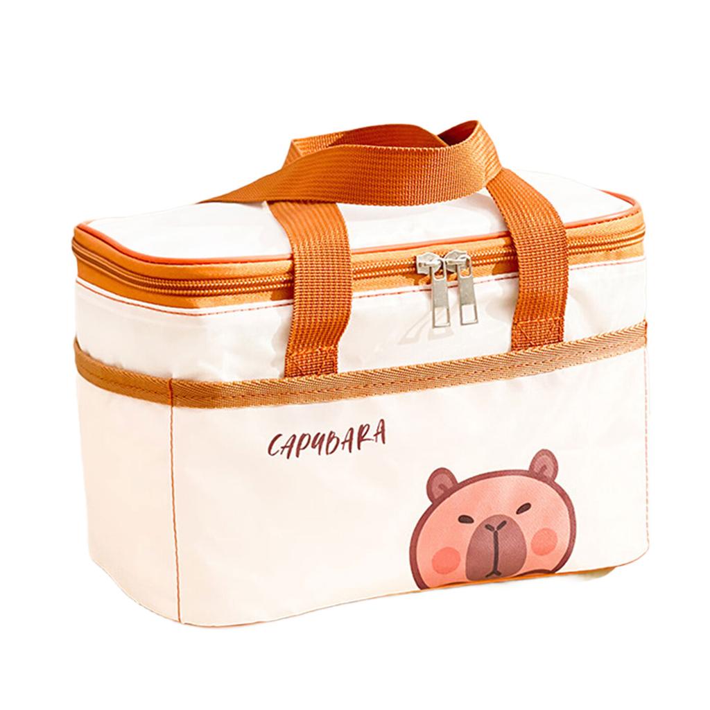 Fun Capybara Lunch Bag Easy To Carry Oxford Cloth Food Container with Aluminum Foils Lining Meal Holder for Picnics