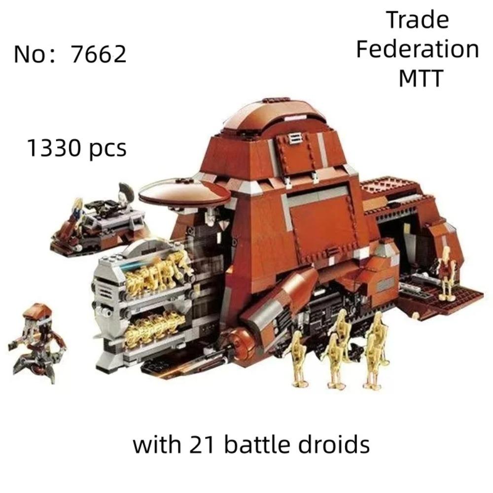 Space Wars 1326PCS Trade Federation Moc MTT Model Classic Building Blocks Droid Carrier Bricks Compatible 7662 Christmas Toys