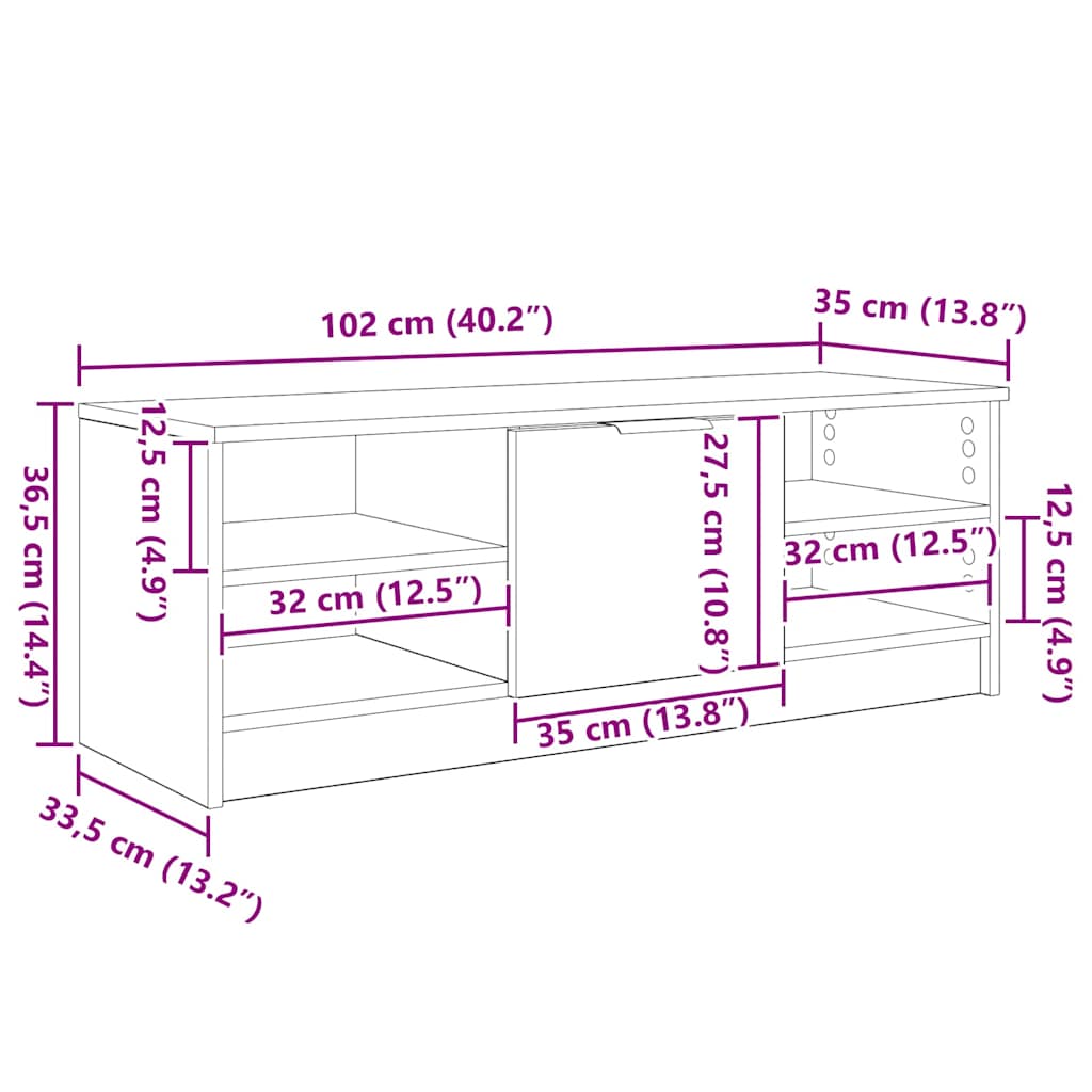 TV Cabinet 102 x 35 x 36.5 cm Reclaimed Wood Engineered Wood