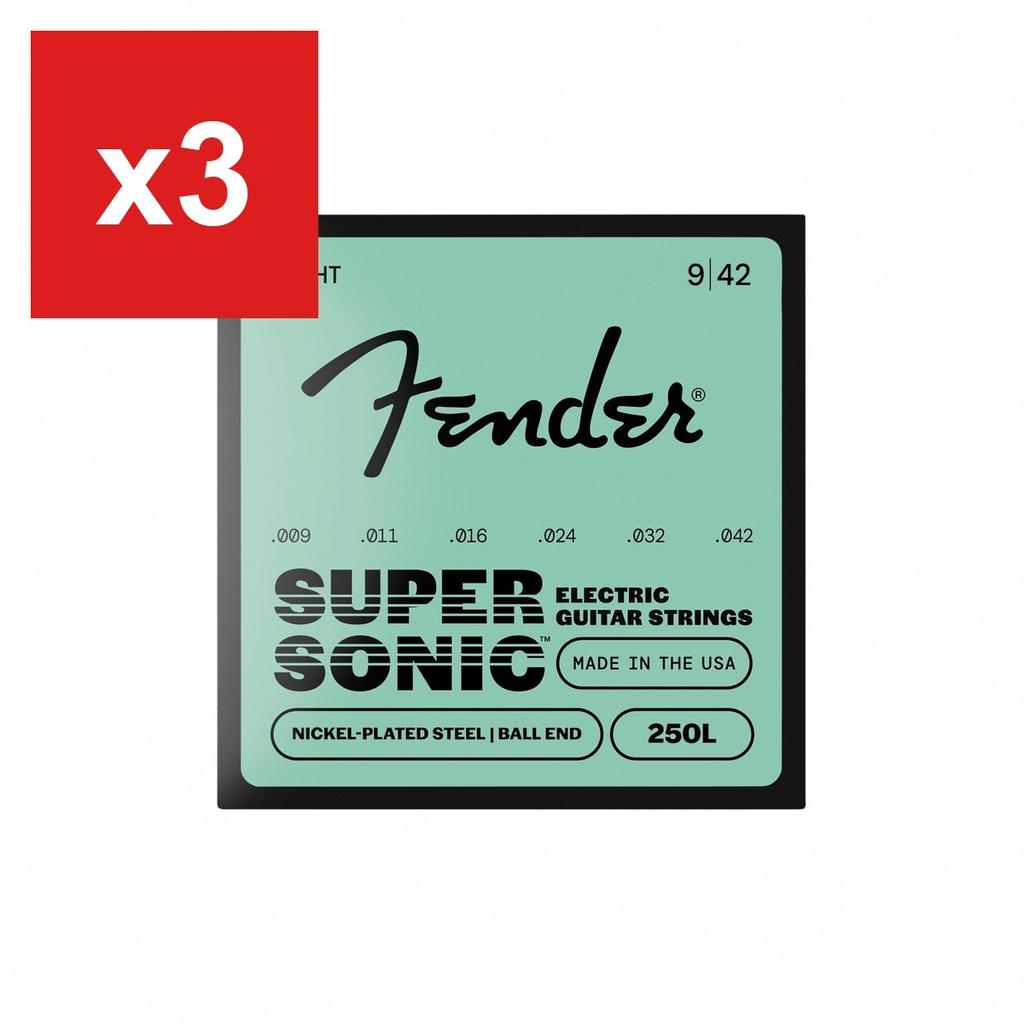 Fender SuperSonic 250L Electric Guitar Strings, Nickel-Plated Steel .009-.042, 3-Pack