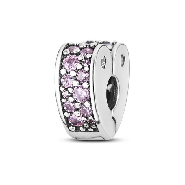 Fecho Prateado Clipe Prateado 925 Berloques Contas Stopper Serve Pulseira Clipe Joia Prata 925