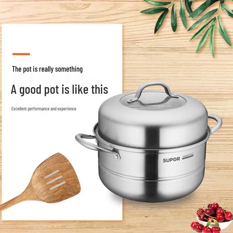 SUPOR 26 cm Edelstahl-Doppelwand-Dampfgarer