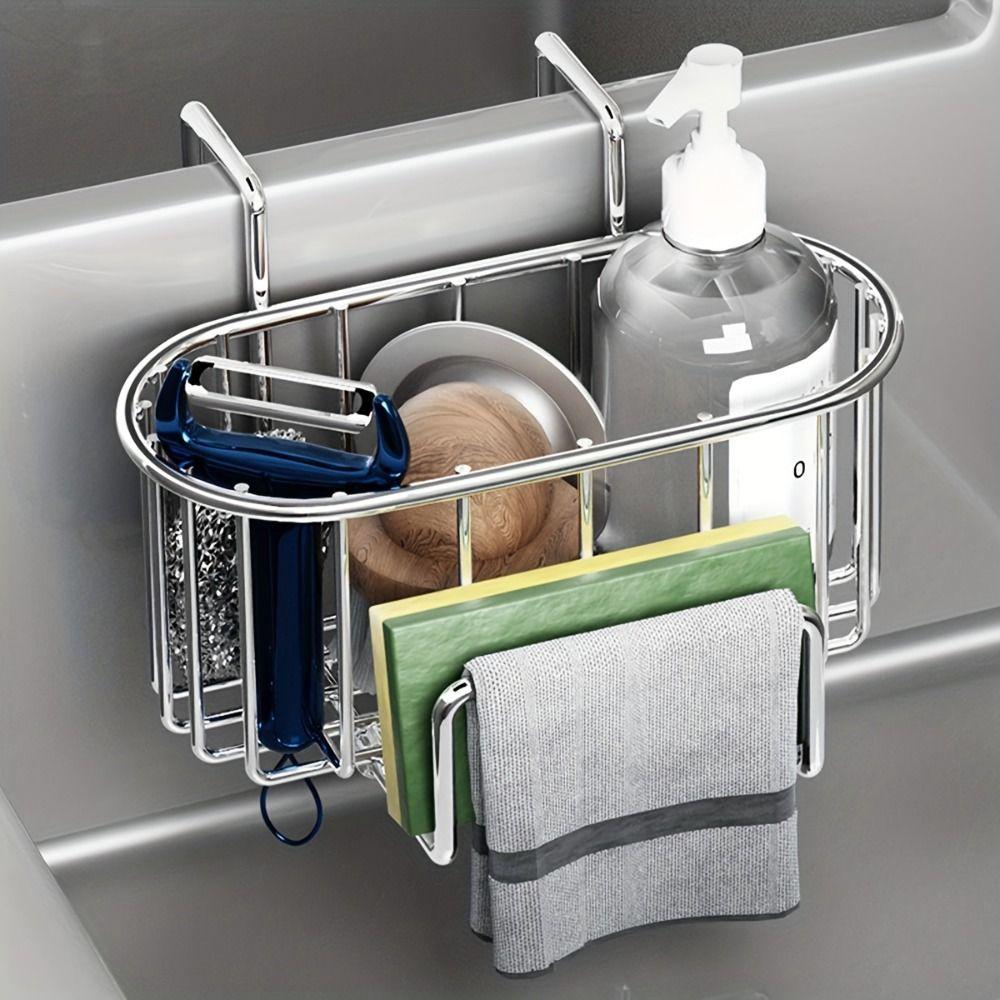 Hanging Stainless Steel Sink Drain Basket Silver/Black/Grey Soap Holder Rack Kitchen