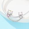 Charms Cute Pet Healing Pink Cat Safety Chain Beads Fit Charms 927 Silver Bracelets for Women Women Jewelry Making Diy