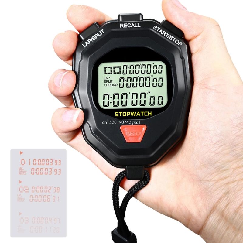 Large Display Timer Digital Stopwatch Timer with Lanyard Outdoor Sports Training Timer Chronograph Stop WatchTachometers 3