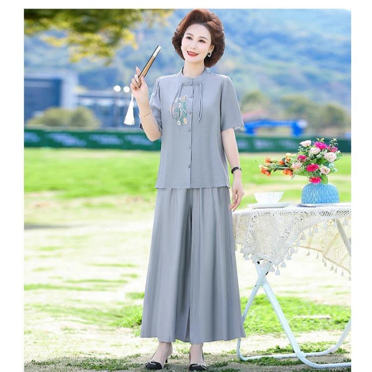 Elegant Loose Fit Summer Tops for Women Anti Aging Chinese Style Two Piece Set Cover Belly