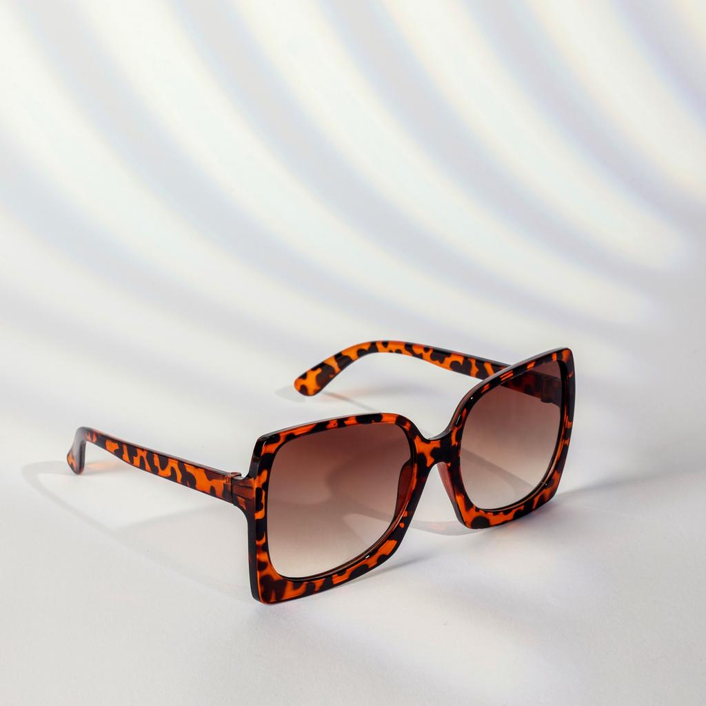 Óculos de Sol Femininos de Grife de Plástico com Armação Grande e Oversized